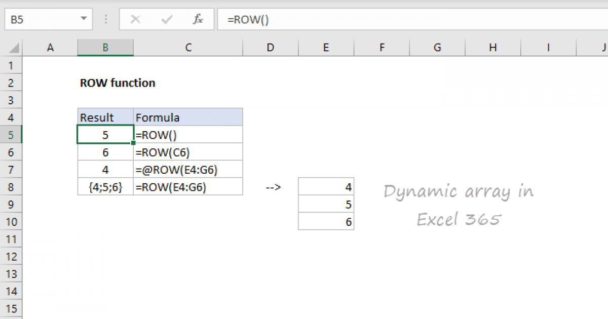 Excel ROW function Exceljet